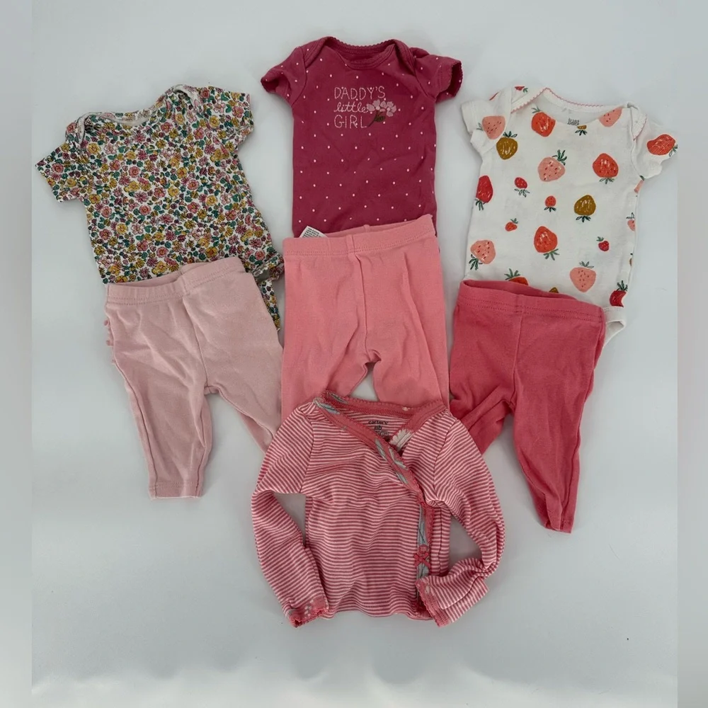 Newborn Baby Girl Outfit Lot Bodysuits and Pants